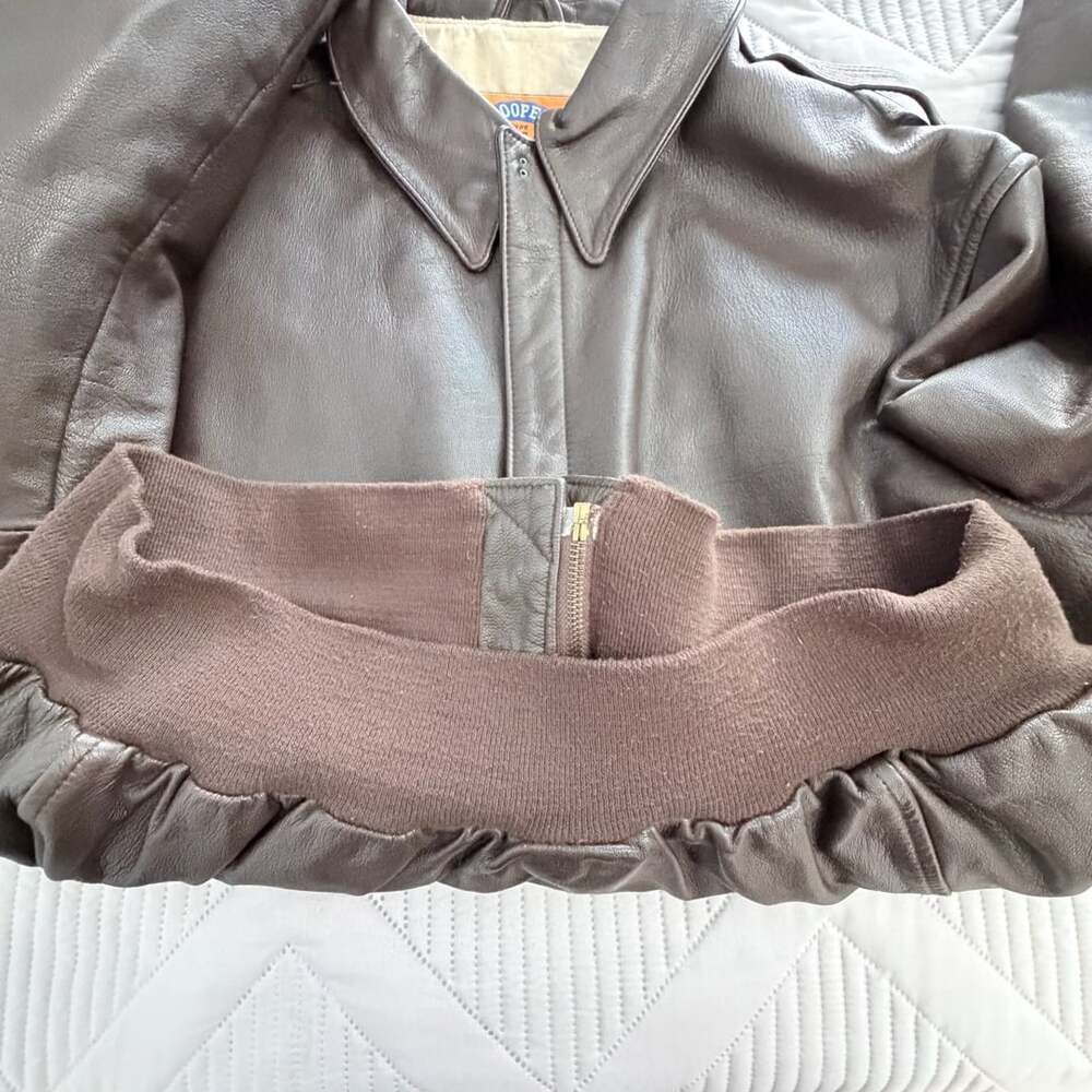 Rare large size 48R Vtg Cooper Type A-2 Flight Jacket Brown Leather WWII Commemo - Picture 15 of 15